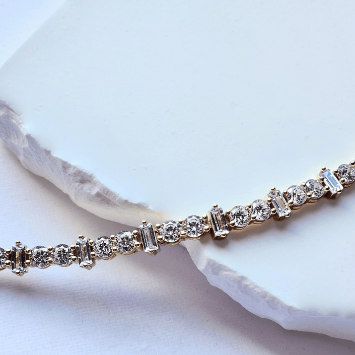 Baguette and Round Duo Stone Tennis Bracelet
