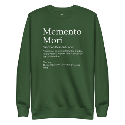 Memento Mori Definition Sweatshirt - White Text - Twenty-Eight Minna