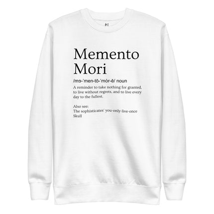 Memento Mori Definition Sweatshirt - Black Text - Twenty-Eight Minna